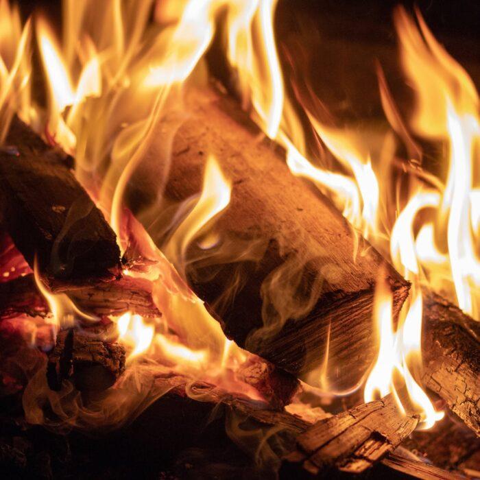 burning campfire