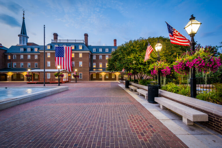 Market Square and City Hall at night, in Old Town, Alexandria, V
