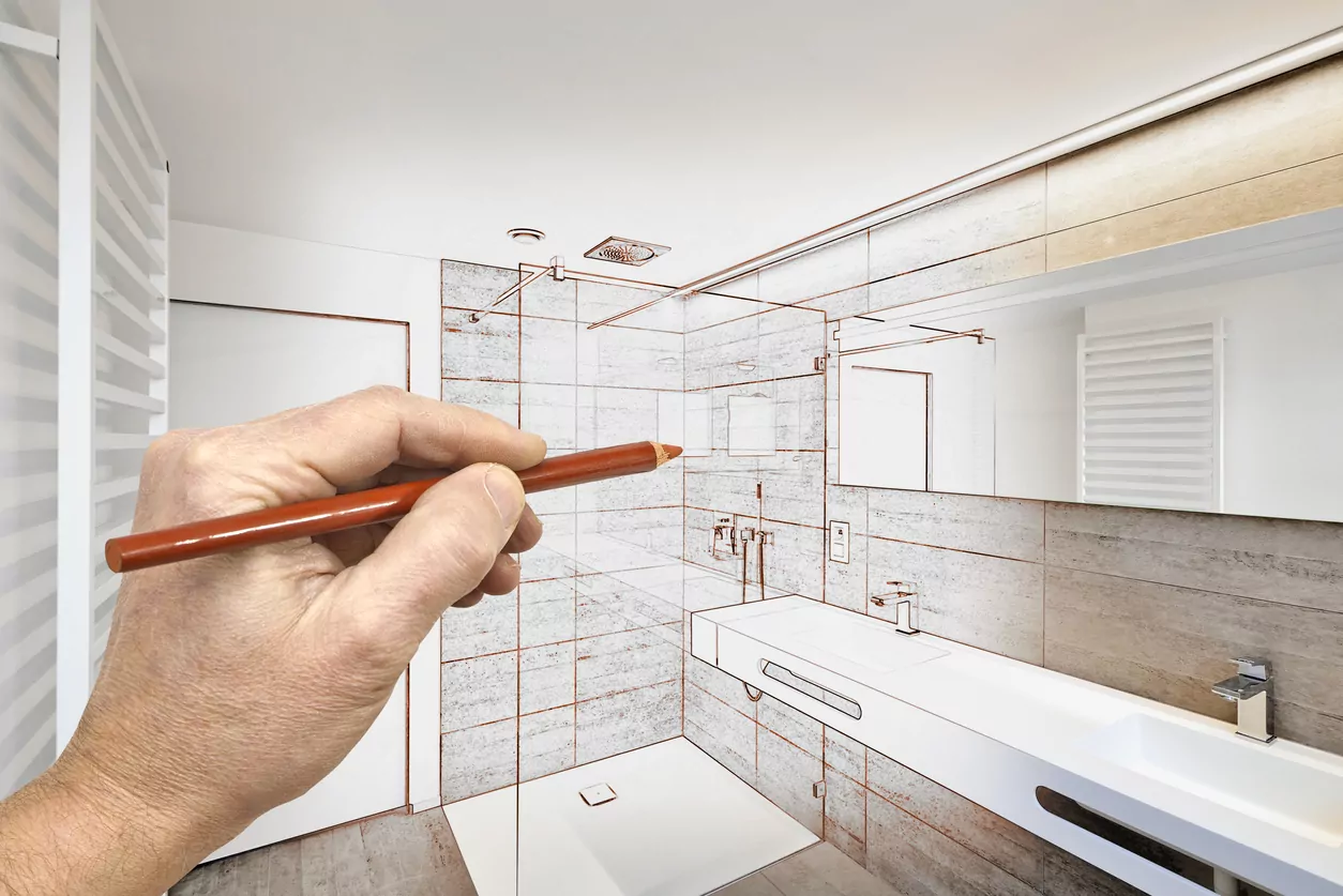 Drawing renovation of a luxury bathroom