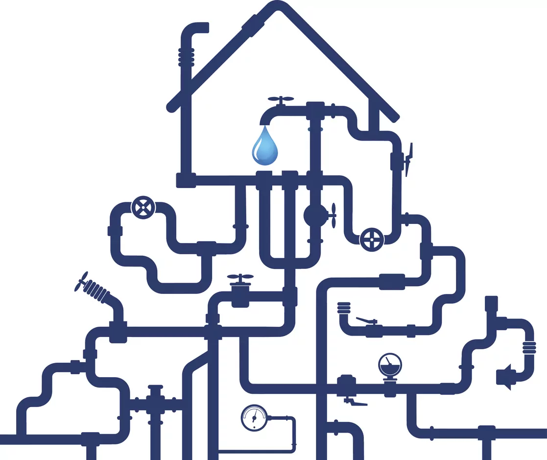 Water pipes and house
