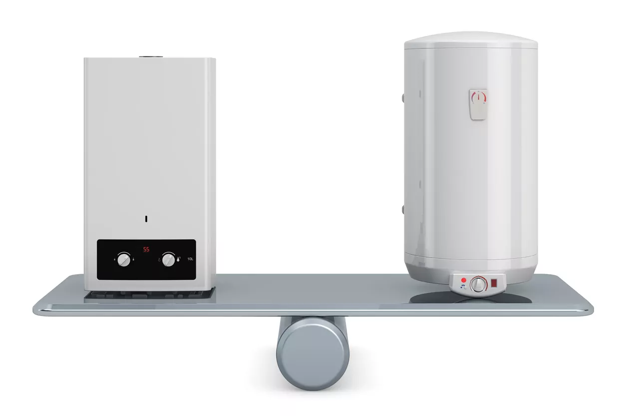 Tank electric water heater or home gas boiler concept, 3D rendering isolated on white background